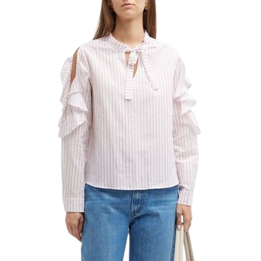 Harshman Pink Striped Indre Cold Shoulder Cutout Blouse 3X